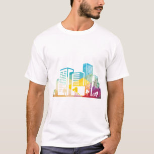 Silhouette Stadtbild Gebäude Symbol Stadt T-Shirt