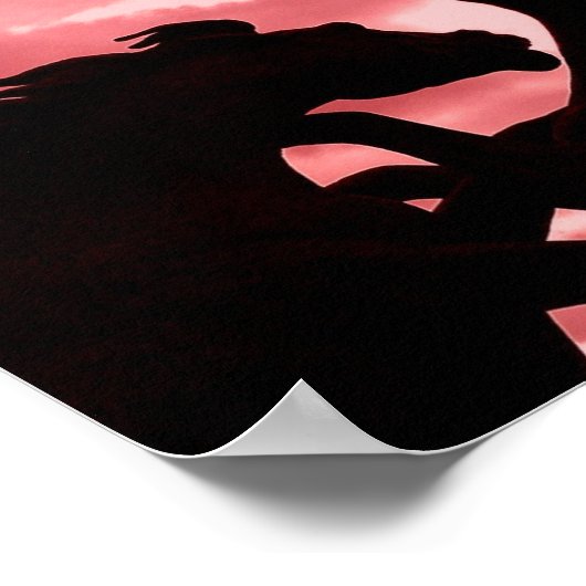 Silhouette Stallion Design Poster Print (Ecke)