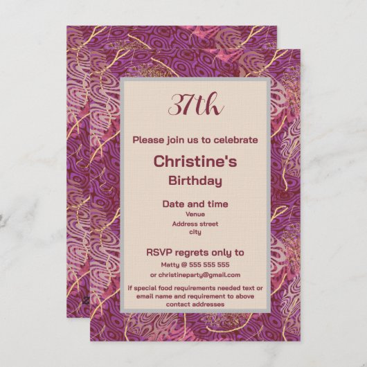 Silhouette Stencil Abstract Art Birthday Einladung (Vorne/Hinten)