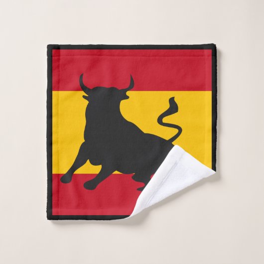 Silhouette Stier auf spanischer Flagge Waschlappen (Waschlappen)