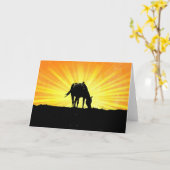 Silhouette Sunrise Horse Karte (Gelbe Blume)