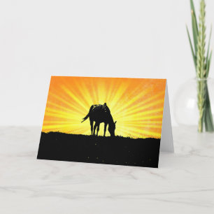 Silhouette Sunrise Horse Karte