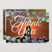 Silhouette Sunset Elegante Weds Weißes Typografie (Vorne/Hinten)