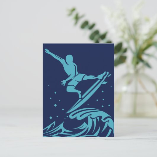 Silhouette surfen Postkarte (Stehend Vorderseite)