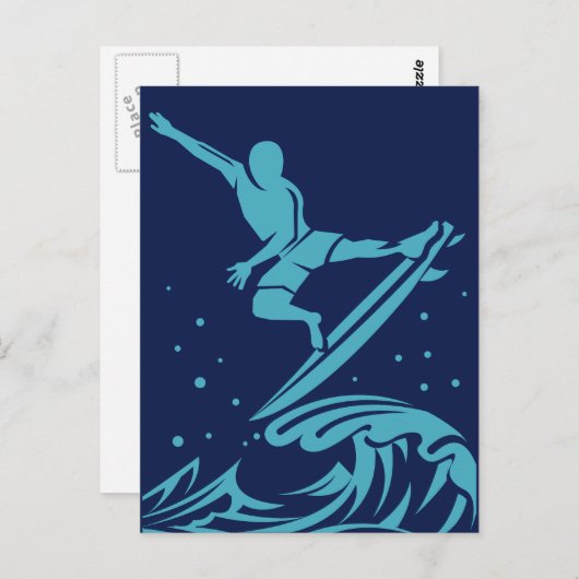 Silhouette surfen Postkarte (Vorne/Hinten)