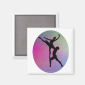 Silhouette Tanz Moderner Rainbow-Hintergrund Magnet (Vorderseite/Rückseite)