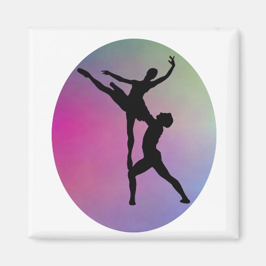 Silhouette Tanz Moderner Rainbow-Hintergrund Magnet (Vorne)