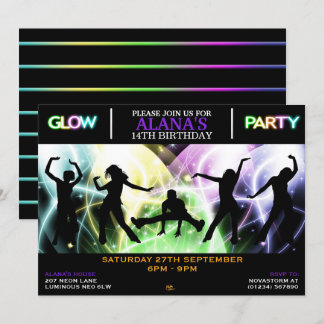 Silhouette-Tänzer Glow-Party Einladungen