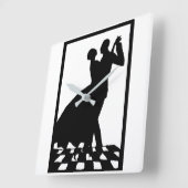 Silhouette tanzt im Dunkeln Quadratische Wanduhr (Winkel)