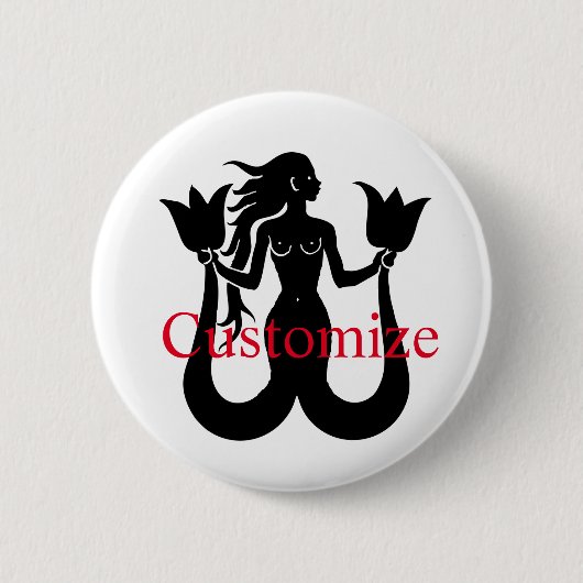 Silhouette Thunder_Cove mit zwei Schwänzen Mermaid Button (Vorderseite)