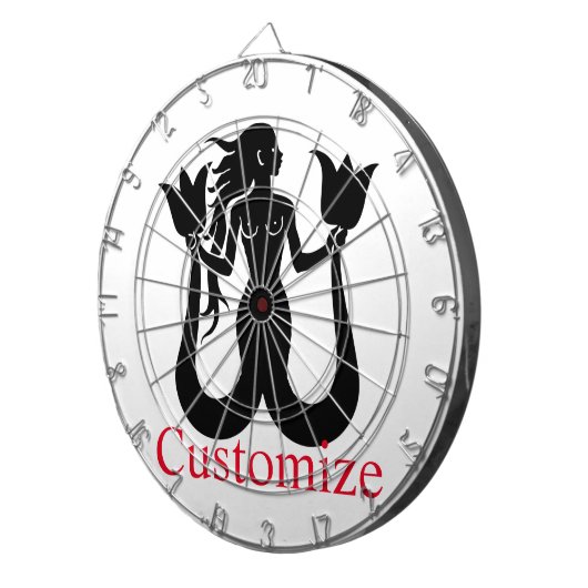 Silhouette Thunder_Cove mit zwei Schwänzen Mermaid Dartscheibe (Vorderseite rechts)