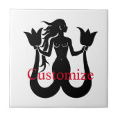 Silhouette Thunder_Cove mit zwei Schwänzen Mermaid Fliese (Vorderseite)