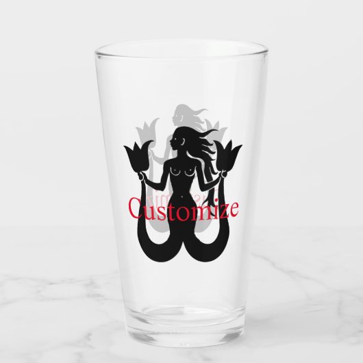 Silhouette Thunder_Cove mit zwei Schwänzen Mermaid Glas (Rückseite)