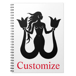 Silhouette Thunder_Cove mit zwei Schwänzen Mermaid Notizblock