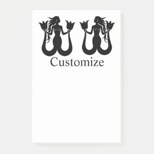 Silhouette Thunder_Cove mit zwei Schwänzen Mermaid Post-it Klebezettel