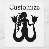 Silhouette Thunder_Cove mit zwei Schwänzen Mermaid Weinetikett (Einzelnes Label)