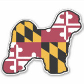 Silhouette Tibeter Terrier Dog mit Maryland Flag Aufkleber (Vorderseite)