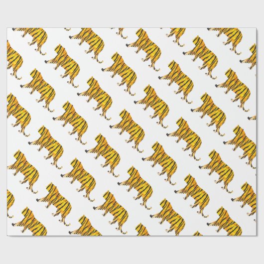 Silhouette Tiger Black and Orange Geschenkpapier (Flach)