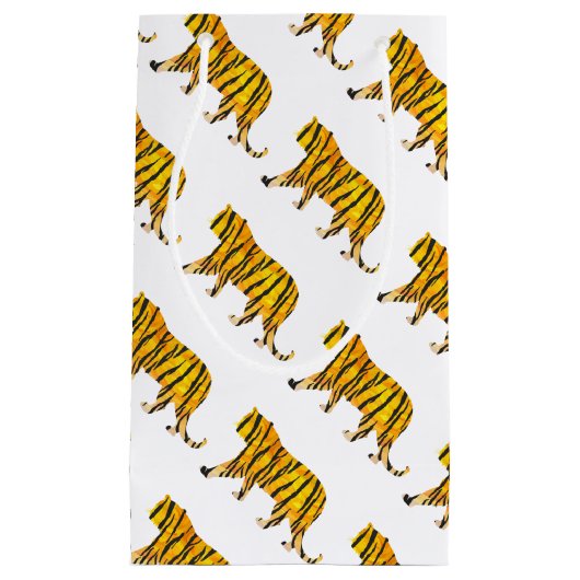 Silhouette Tiger Black and Orange Kleine Geschenktüte (Vorderseite)