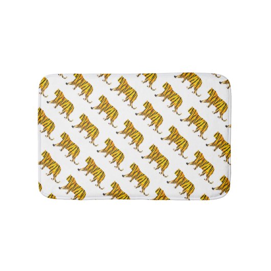 Silhouette Tiger Black und Orange Badematte (Vorderseite)