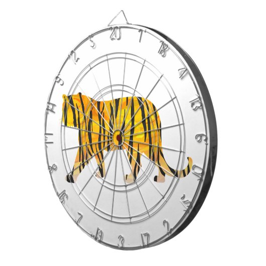 Silhouette Tiger Black und Orange Dartscheibe (Vorderseite rechts)