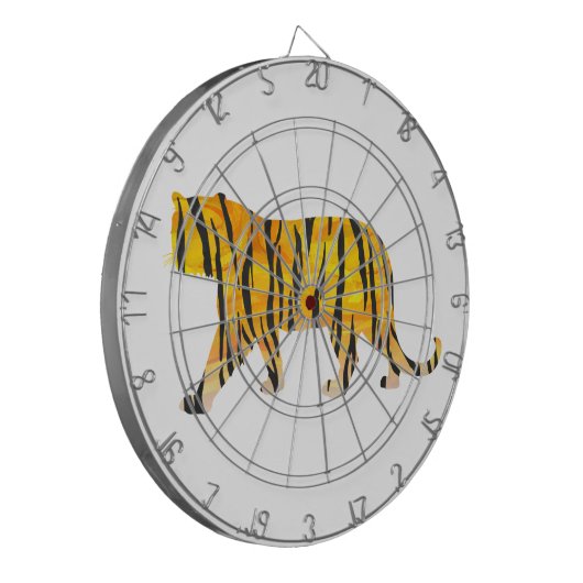 Silhouette Tiger Black und Orange Dartscheibe (Vorderseite Links)