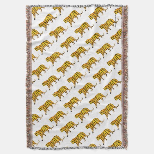 Silhouette Tiger Black und Orange Decke (Vorderseite Vertikal)