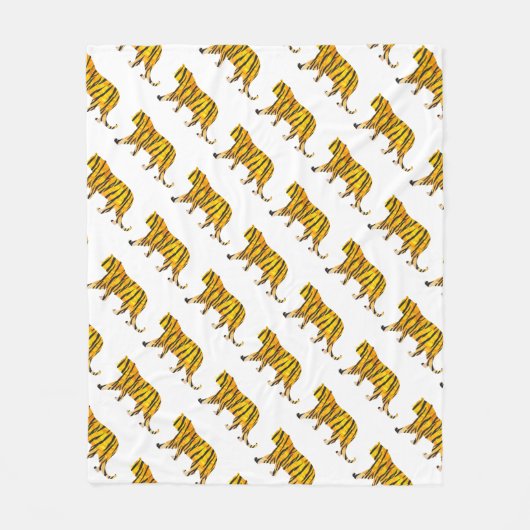 Silhouette Tiger Black und Orange Fleecedecke (Vorderseite)