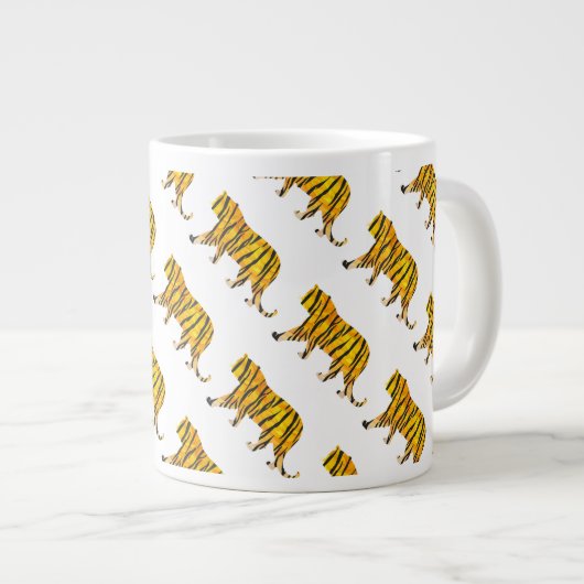 Silhouette Tiger Black und Orange Jumbo-Tasse (Vorderseite Rechts)