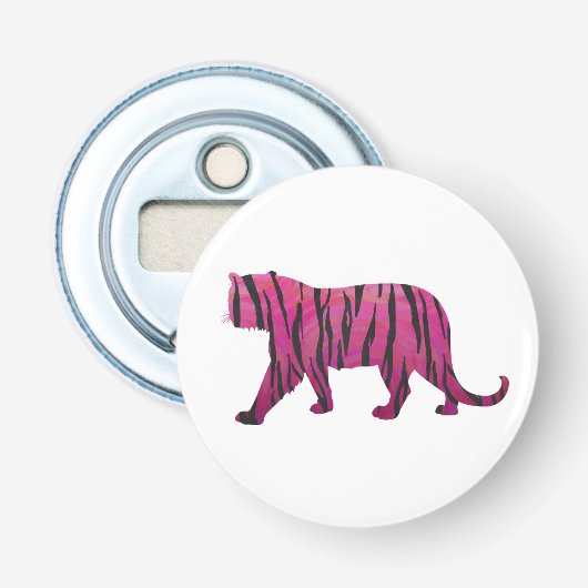 Silhouette Tiger Rosa und Schwarz Flaschenöffner (Vorderseite)