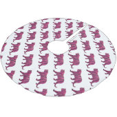 Silhouette Tiger Rosa und Schwarz Polyester Weihnachtsbaumdecke (Schrägansicht)