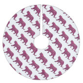 Silhouette Tiger Rosa und Schwarz Polyester Weihnachtsbaumdecke (Vorderseite)