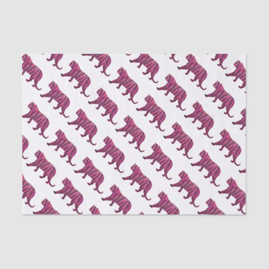 Silhouette Tiger Rosa und Schwarz Seidenpapier (Vorderseite)