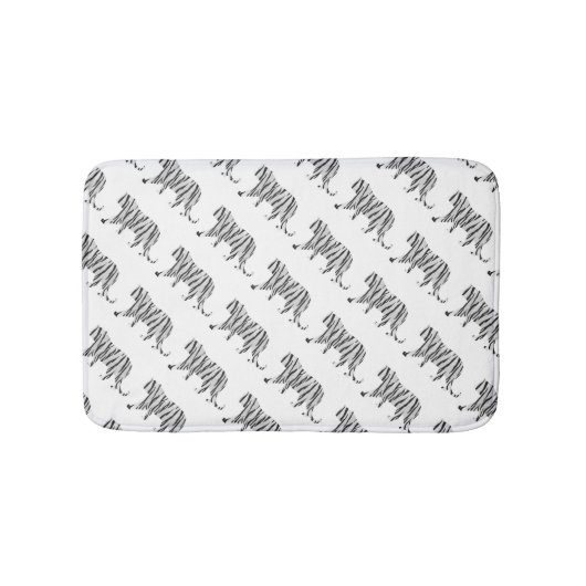 Silhouette Tiger Schwarz/Weiß Badematte (Vorderseite)