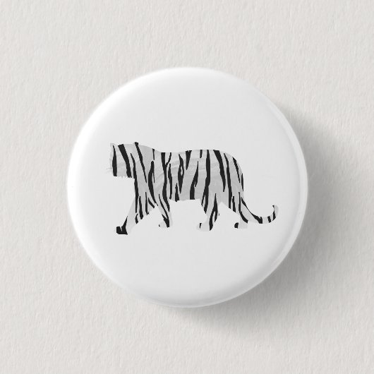 Silhouette Tiger Schwarz/Weiß Button (Vorderseite)