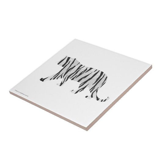 Silhouette Tiger Schwarz/Weiß Fliese (Seite)