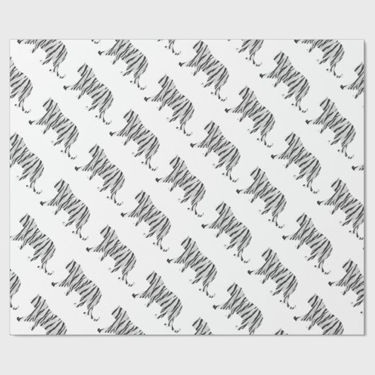 Silhouette Tiger Schwarz/Weiß Geschenkpapier (Flach)
