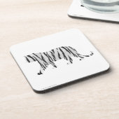 Silhouette Tiger Schwarz/Weiß Getränkeuntersetzer (Linke Seite)