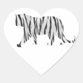 Silhouette Tiger Schwarz/Weiß Herz-Aufkleber (Vorderseite)