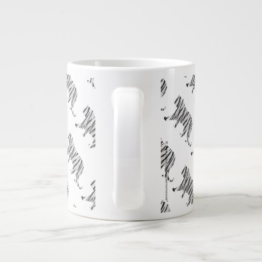 Silhouette Tiger Schwarz/Weiß Jumbo-Tasse (Rückseite)