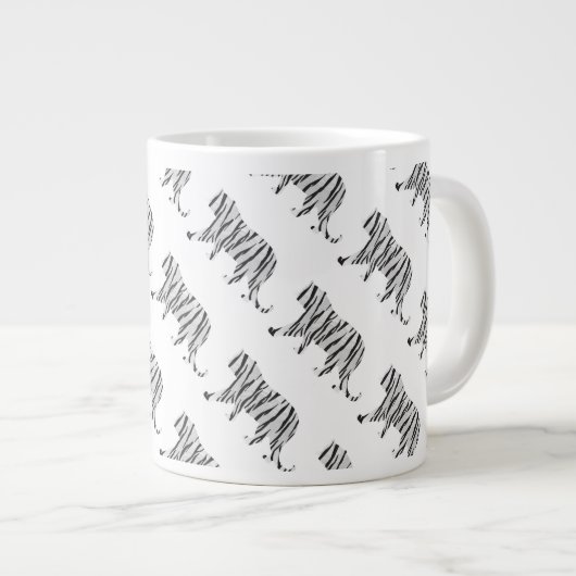Silhouette Tiger Schwarz/Weiß Jumbo-Tasse (Vorderseite Rechts)