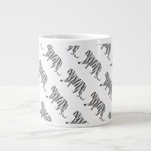 Silhouette Tiger Schwarz/Weiß Jumbo-Tasse (Vorderseite)