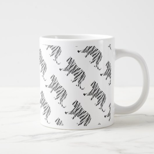 Silhouette Tiger Schwarz/Weiß Jumbo-Tasse (Rechts)