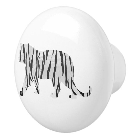 Silhouette Tiger Schwarz/Weiß Keramikknauf (Rechts)