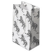 Silhouette Tiger Schwarz/Weiß Kleine Geschenktüte (Rückseite Schrägansicht)