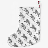 Silhouette Tiger Schwarz/Weiß Kleiner Weihnachtsstrumpf (Rückseite)