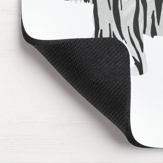 Silhouette Tiger Schwarz/Weiß Mousepad (Ecke)