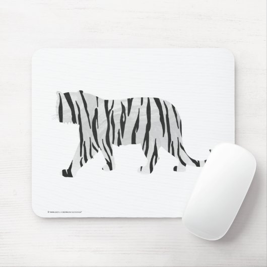 Silhouette Tiger Schwarz/Weiß Mousepad (Mit Mouse)