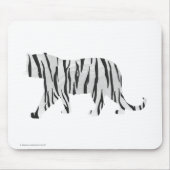 Silhouette Tiger Schwarz/Weiß Mousepad (Vorne)