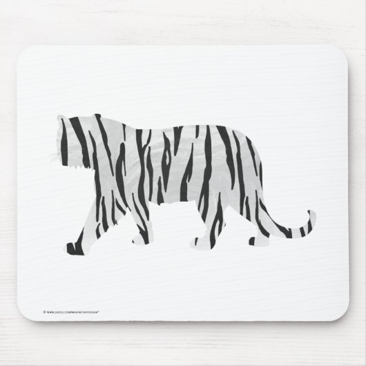 Silhouette Tiger Schwarz/Weiß Mousepad (Vorne)